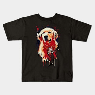 Golden retriever Tie Dye dog art design Kids T-Shirt